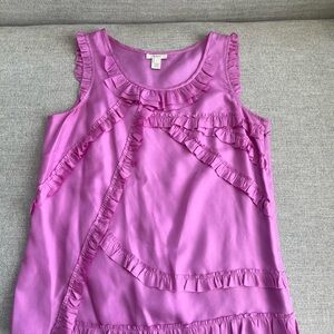 J crew 100% silk  pink ruffle blouse sleeveless